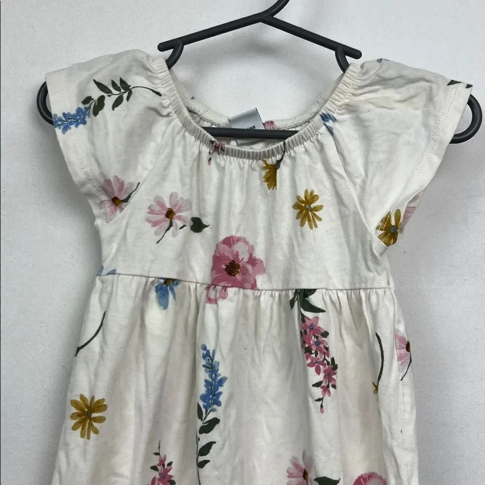 Old Navy Cream cotton jumpsuit with pink and blue floral print size 6-12 months